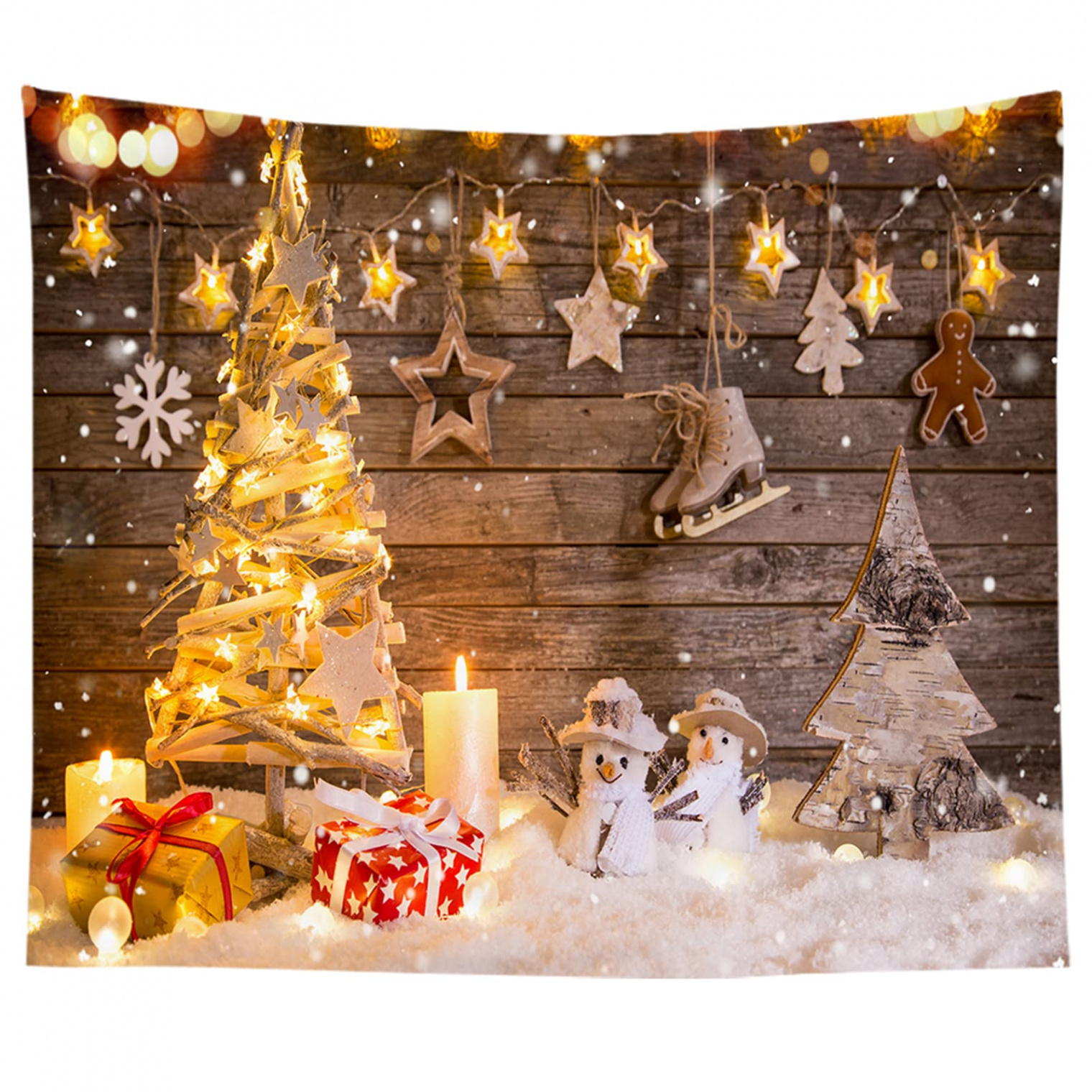 Photo Background Christmas, Fireplace Background, Tapestry