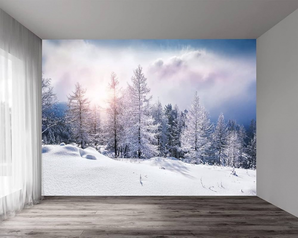 Photo Wallpaper D Effect Wallpaper Winter Snow Forest D Wallpaper Wall  Pictures Living Room Bedroom Children