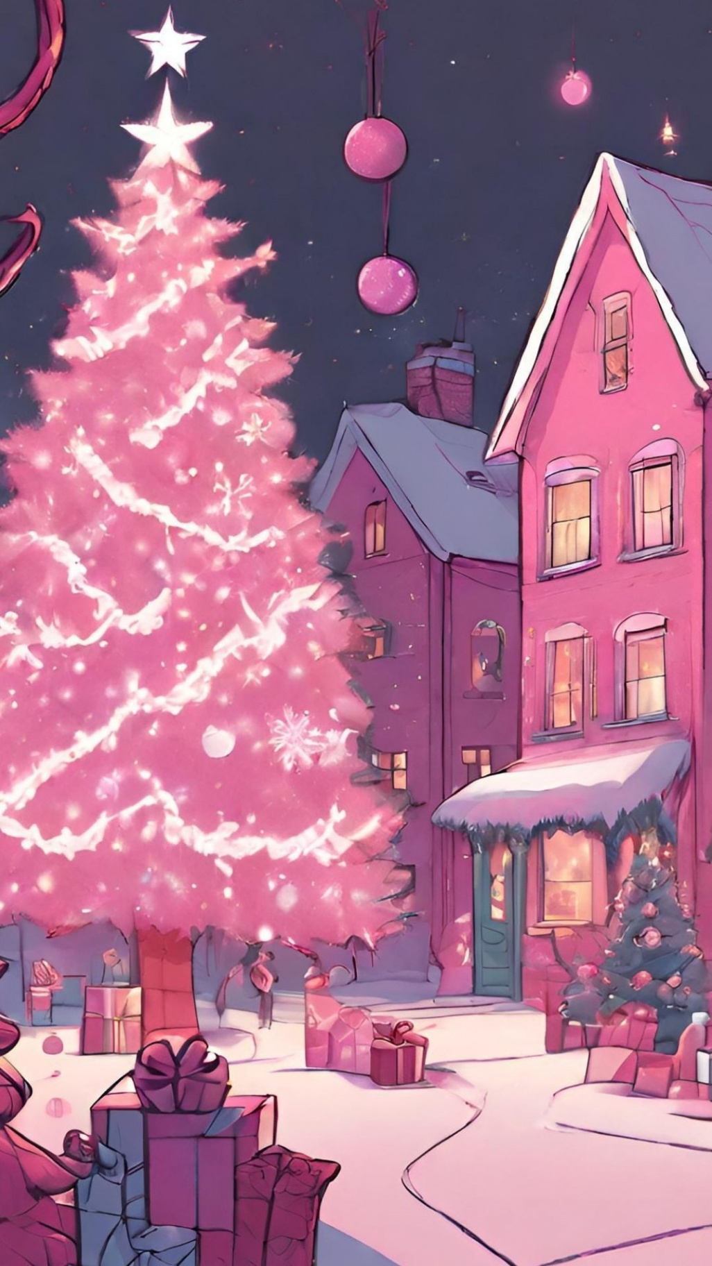 Pink Christmas iPhone Wallpaper in   Pink christmas iphone