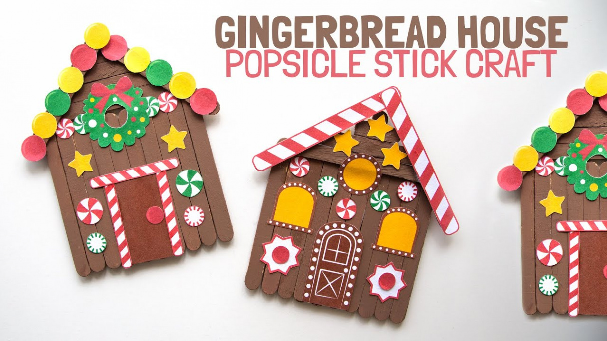 Popsicle Stick Gingerbread House Craft - The Printables Fairy