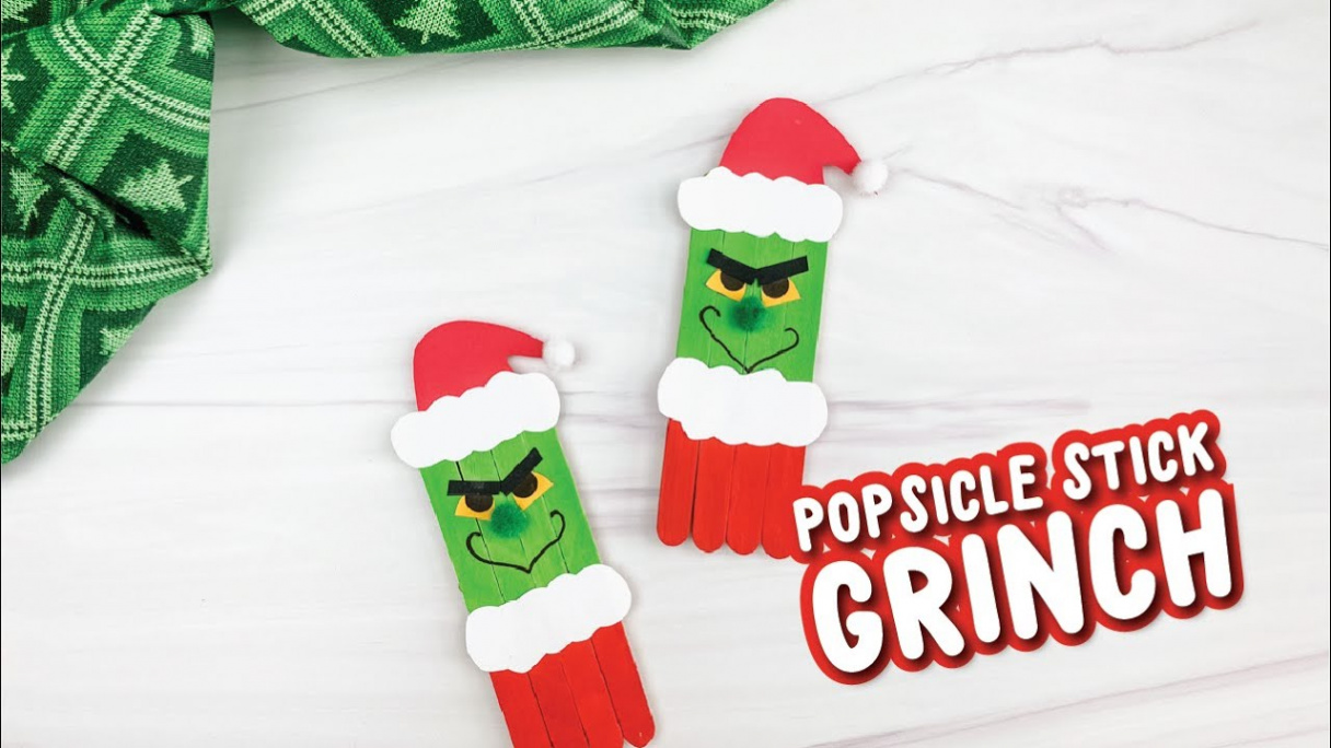 Popsicle Stick Grinch Craft For Kids