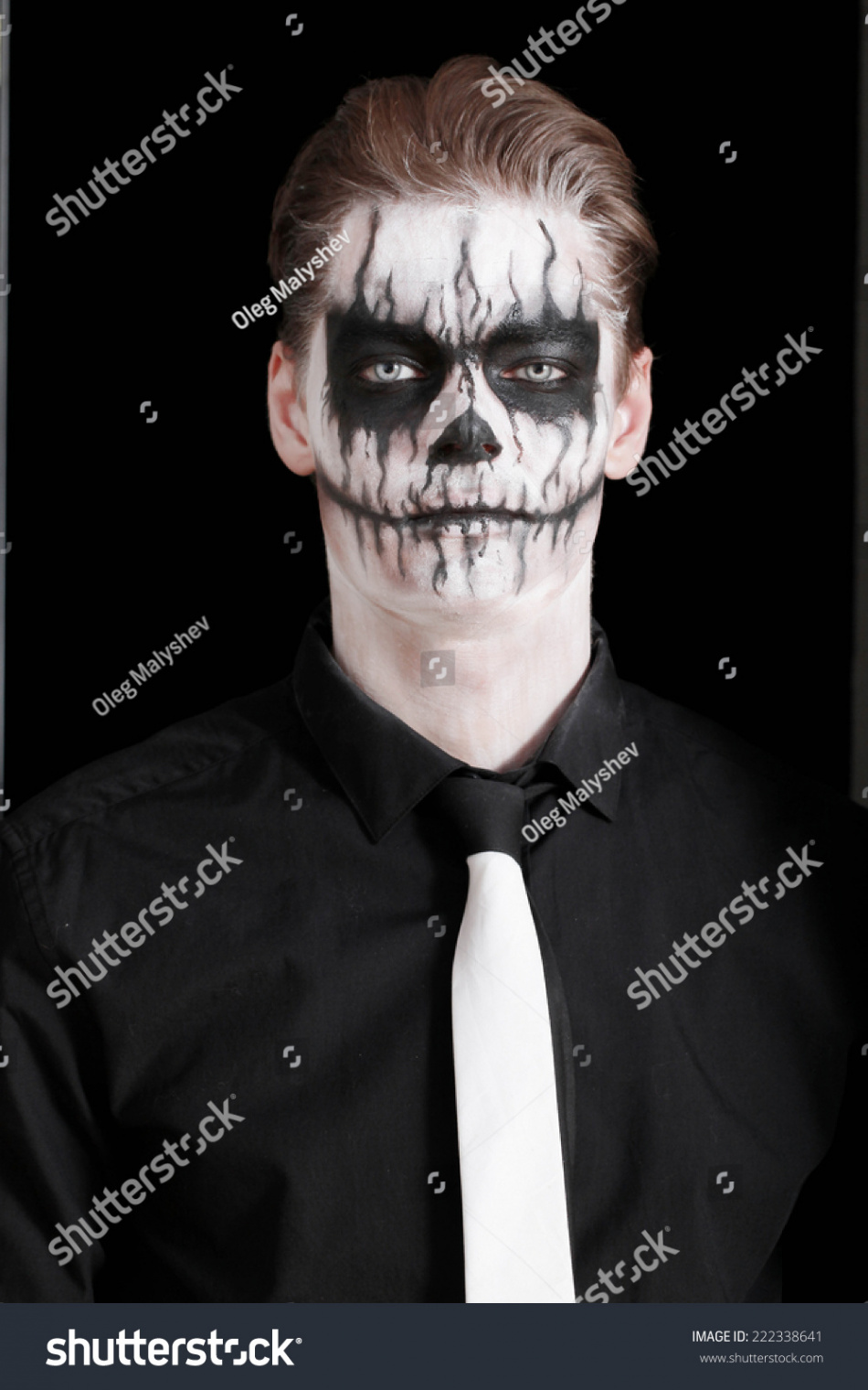 Portrait Man Halloween Skull Makeup Halloween Stockfoto