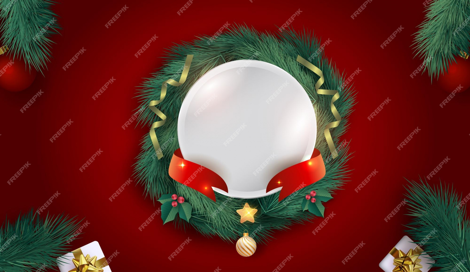 Premium Vector  Christmas logo background with red