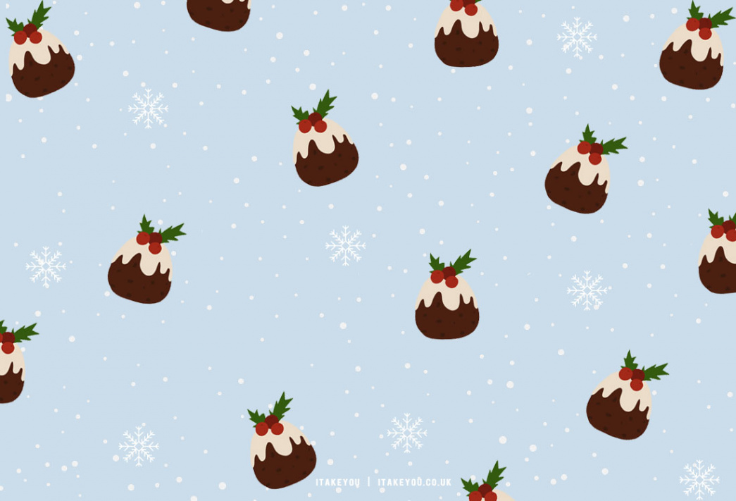 + Preppy Christmas Wallpaper Ideas : Christmas Pudding Blue