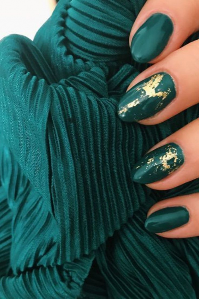 Pretty December & Holiday Nail Designs -  Emerald nails, Chic