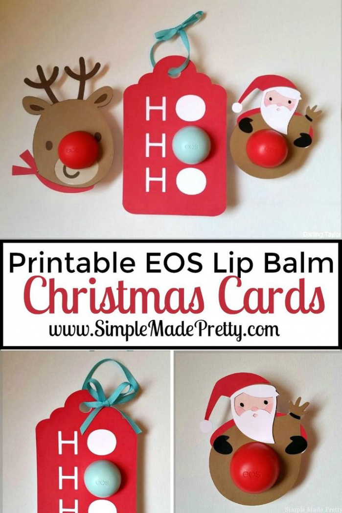 Printable Christmas Themed EOS Lip Balm Cards  Diy christmas