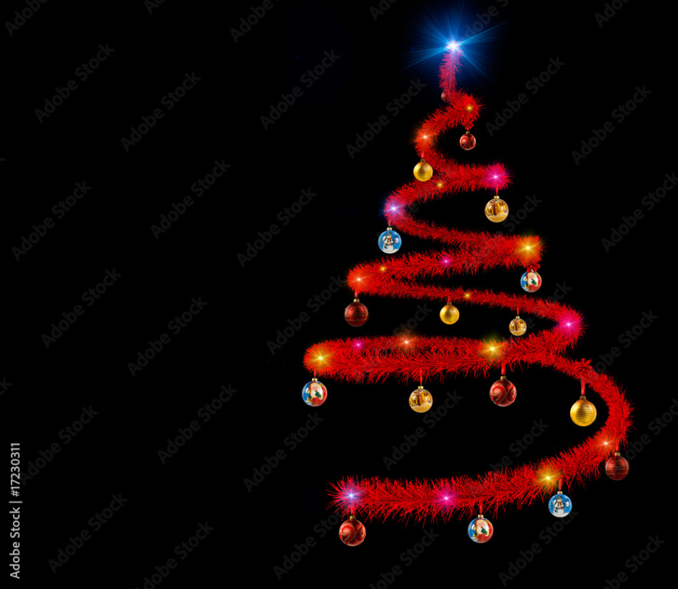 Red Christmas tree on black background Stock-Foto  Adobe Stock