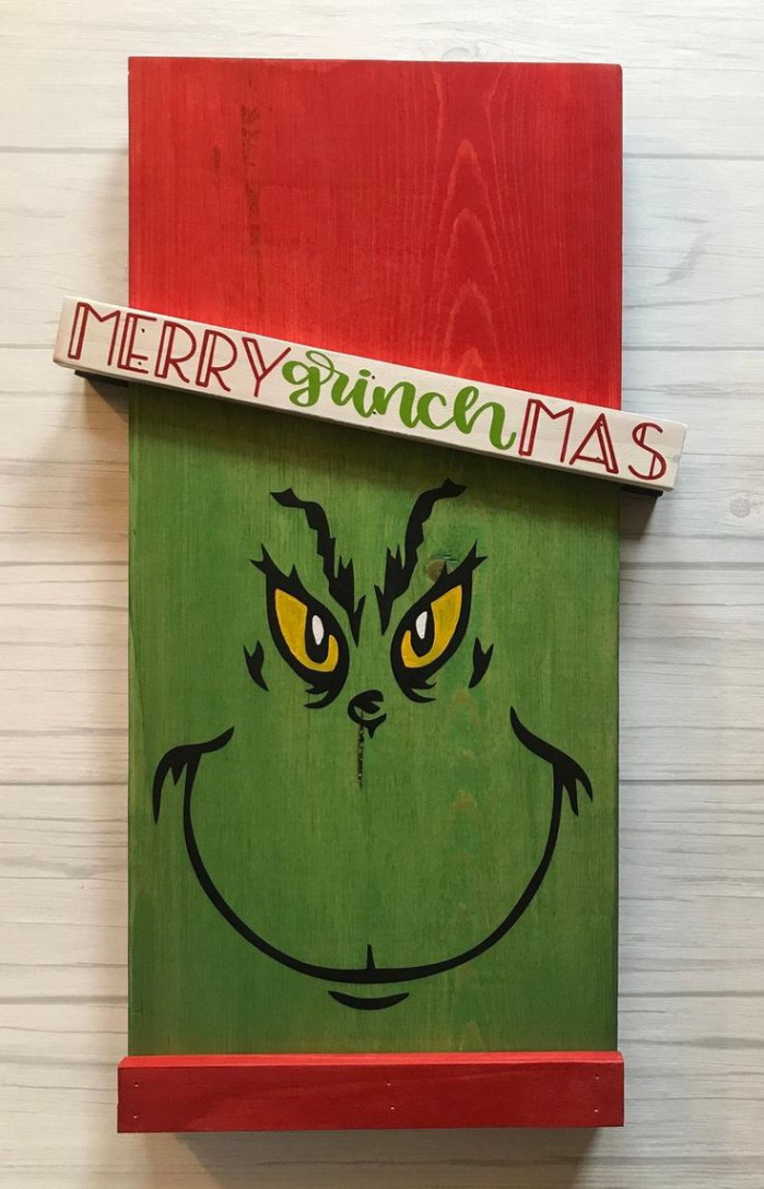 Reversible Scarecrow Snowman Grinch Porch Sign  Christmas signs