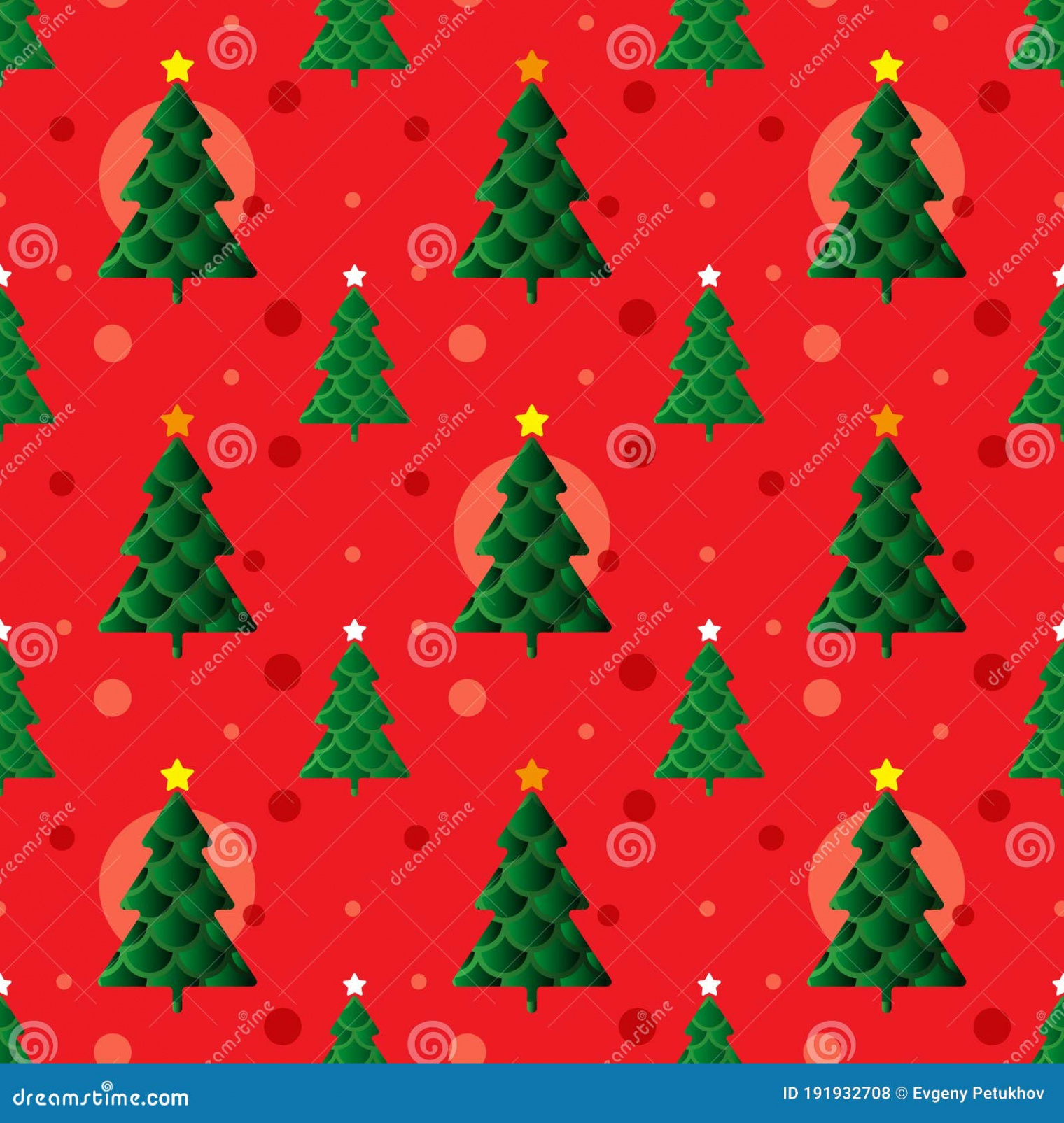 Seamless Christmas Background with Green Christmas Trees on a Red