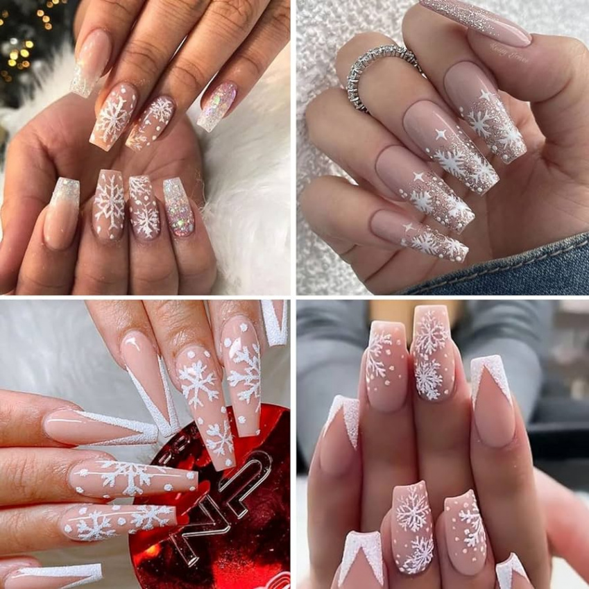 Sheets D Snowflake Nail Art Stickers Winter Christmas Nail Decals  Glitter White Silver Snowflake Nail Stickers Self Adhesive Xmas Snow Nail  Design