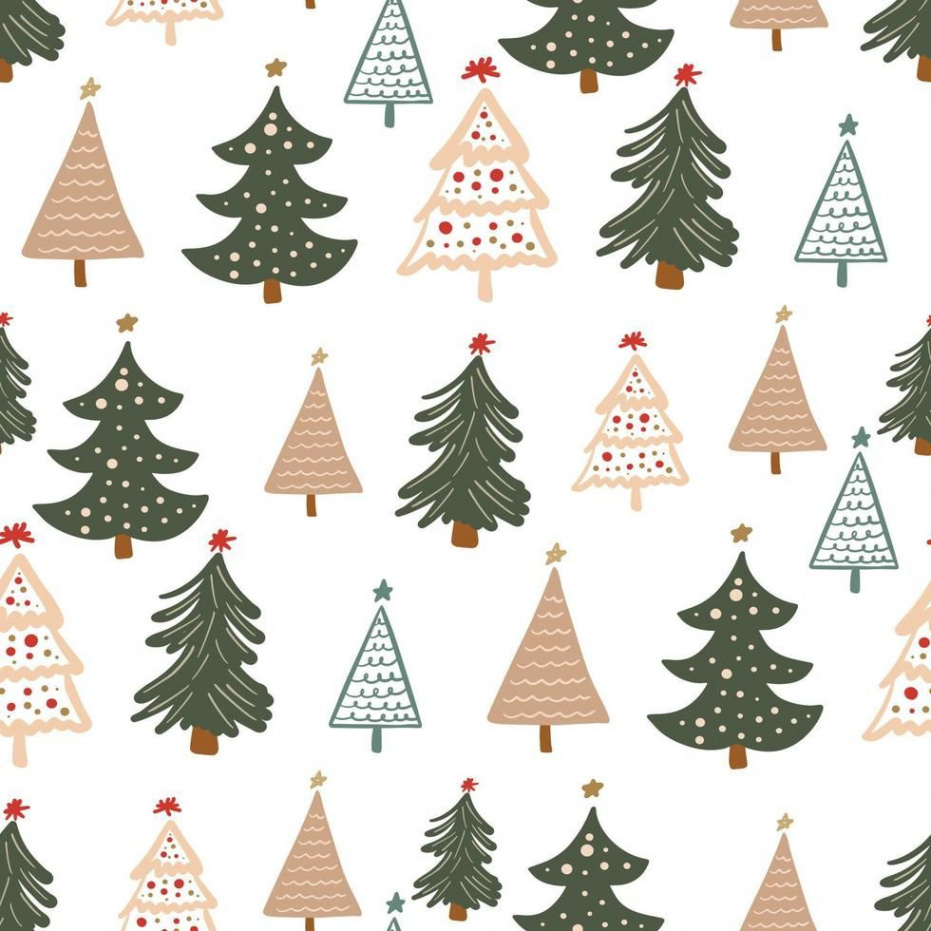 Simple Christmas Tree Doodle Pattern