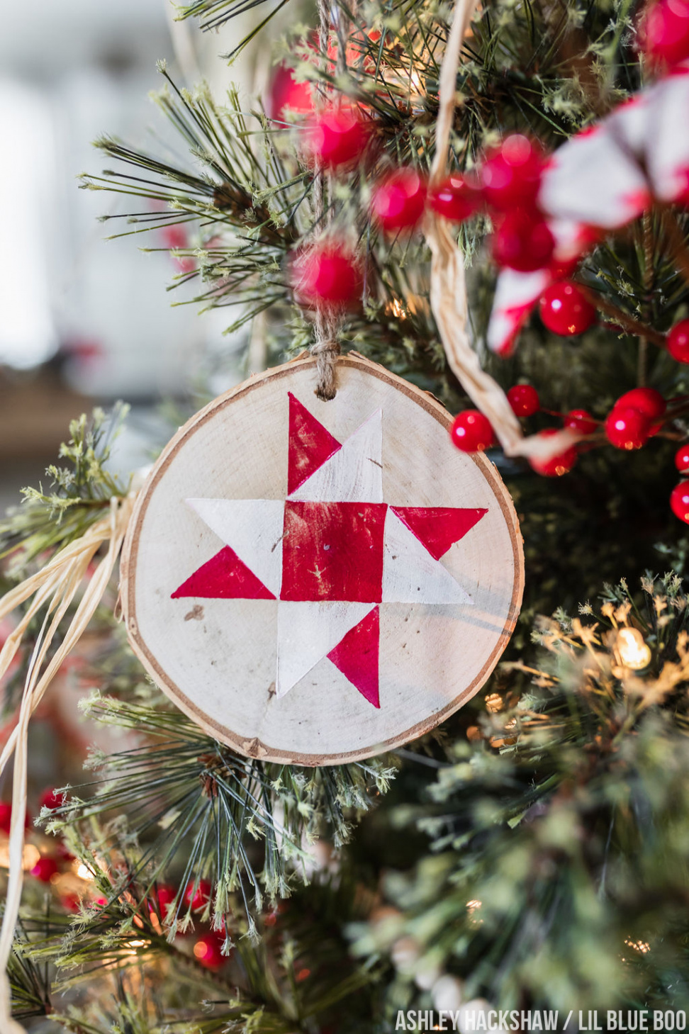Stamped Quilt Ornaments - DIY Farmhouse Christmas Ornaments