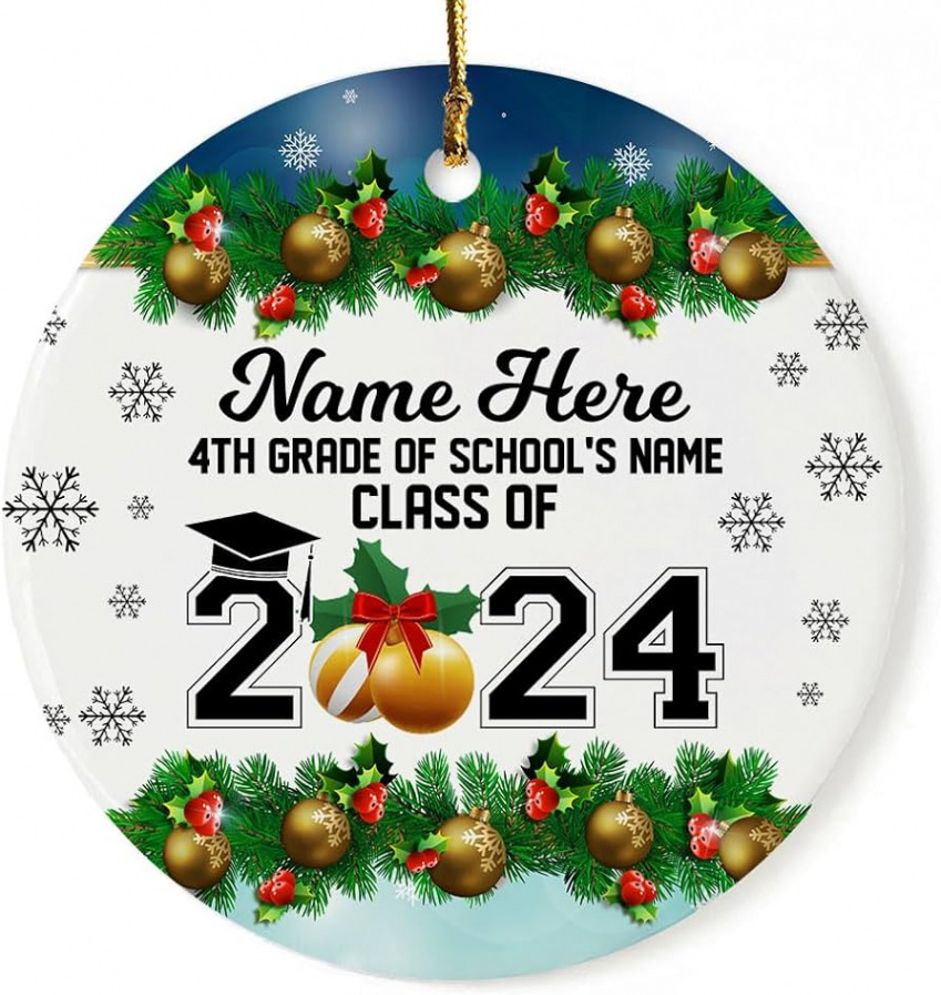 th Grade Personalized Christmas Ornaments Class of 202 Funny Gifts for  Students Boy Girl Daughter Son Friends Back to School Graduation Ceramic