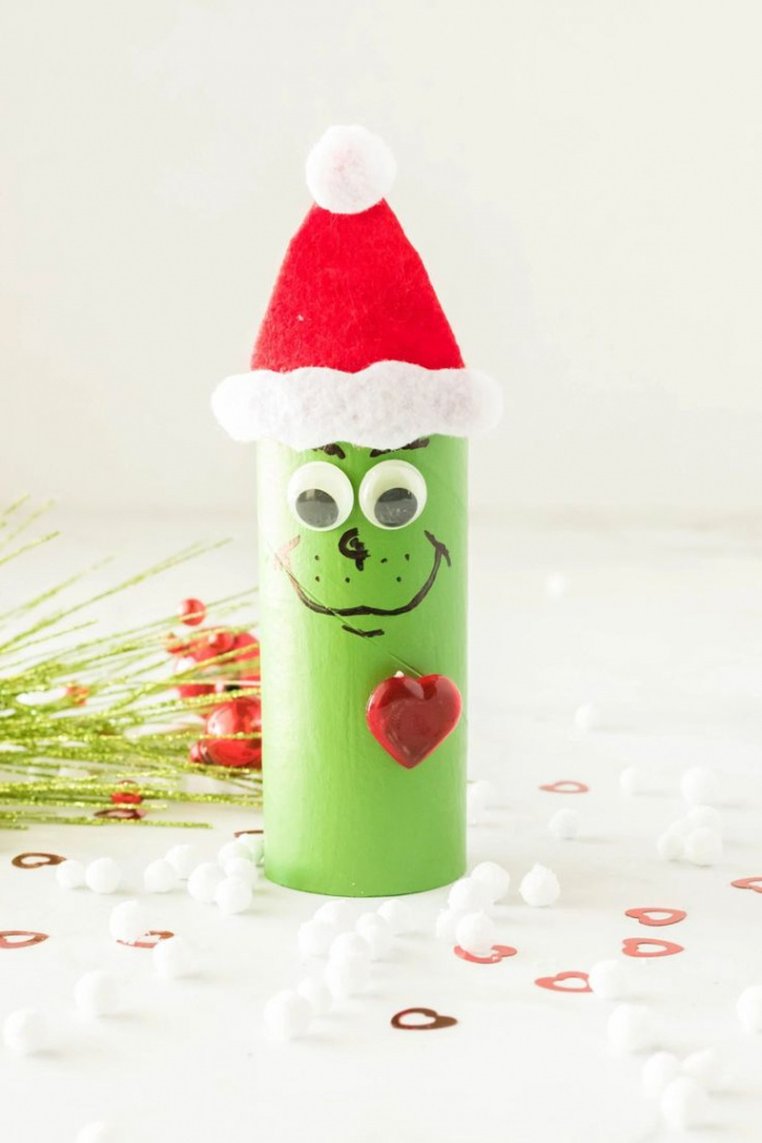 The Grinch Toilet Paper Roll Craft For Kids  Recycled christmas