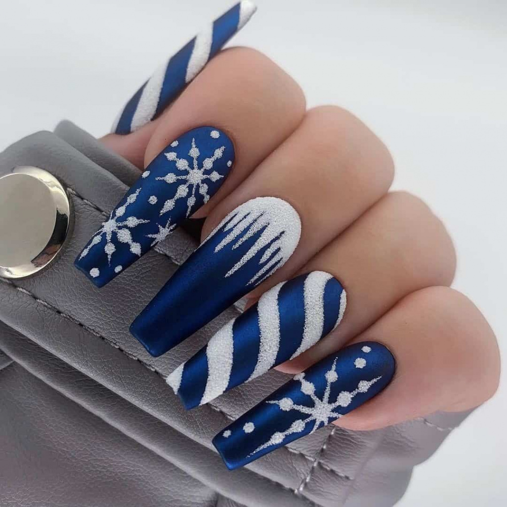 Top  Blue Christmas Nail Design Ideas ( Version)  Xmas