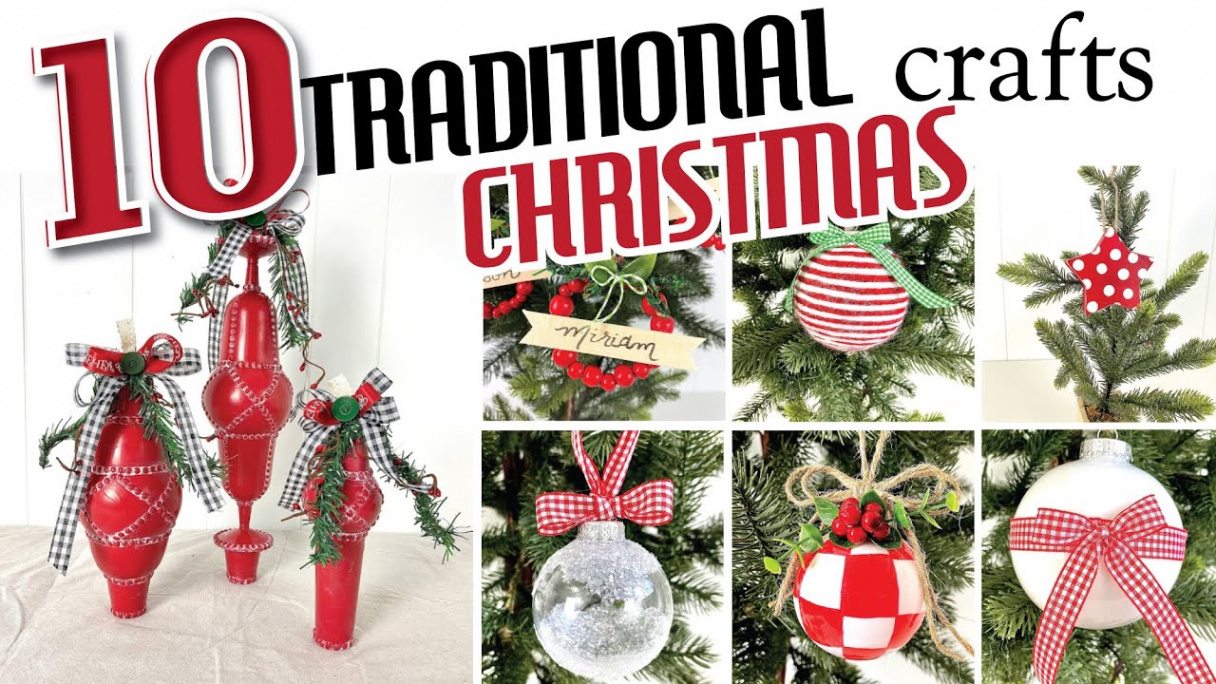 Traditional Red and White Christmas DIY Ornaments  Dollar Tree Holiday  Crafts