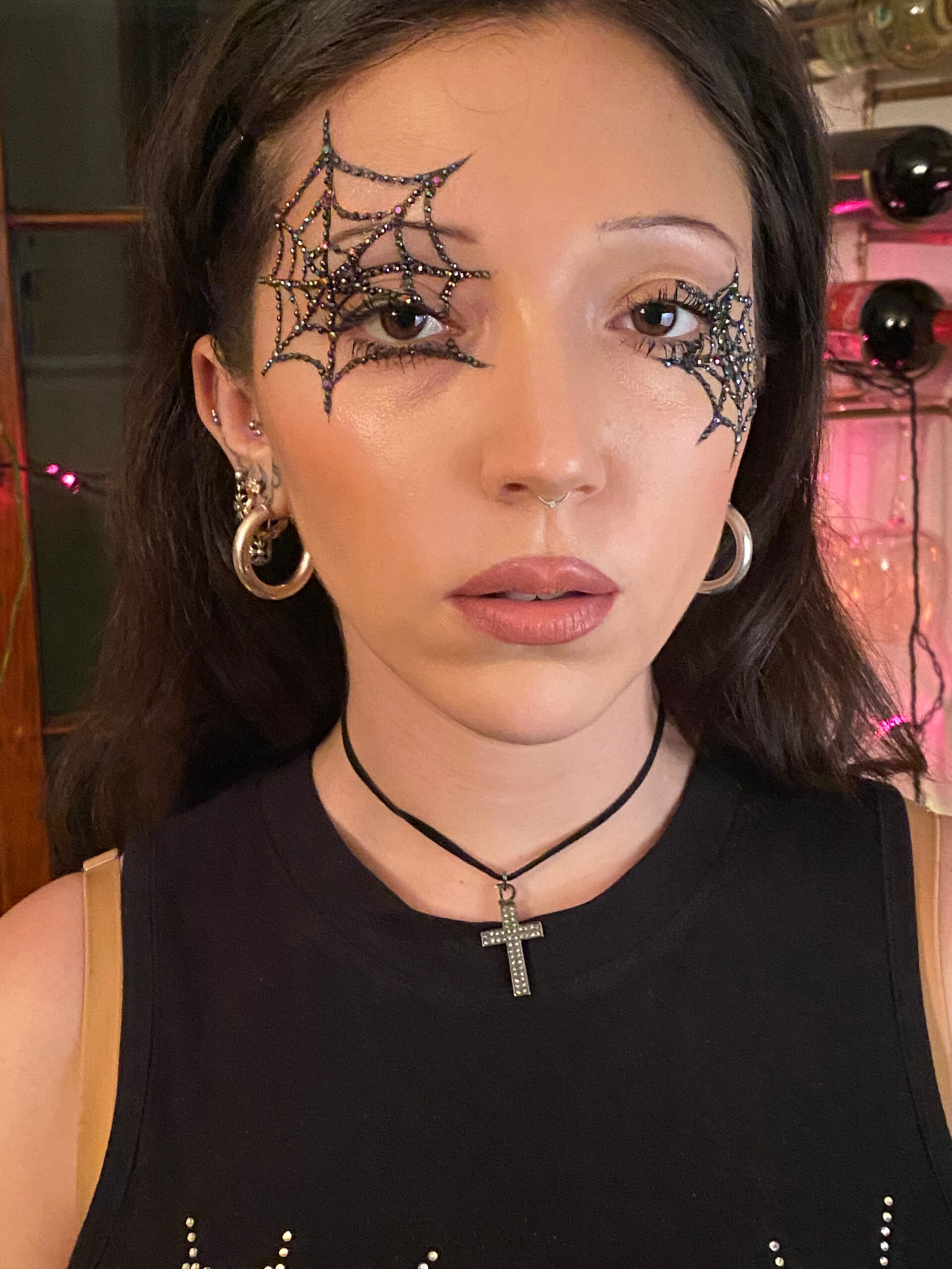 Try Sparkly Spiderweb Makeup for an Easy Halloween Costume