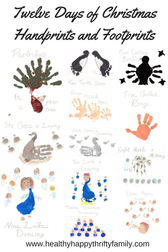 Twelve Days of Christmas Handprints and Footprints - Healthy Happy