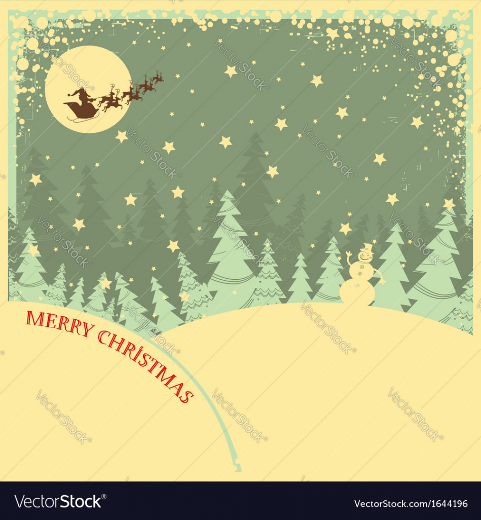 Vintage christmas background with text on night Vector Image