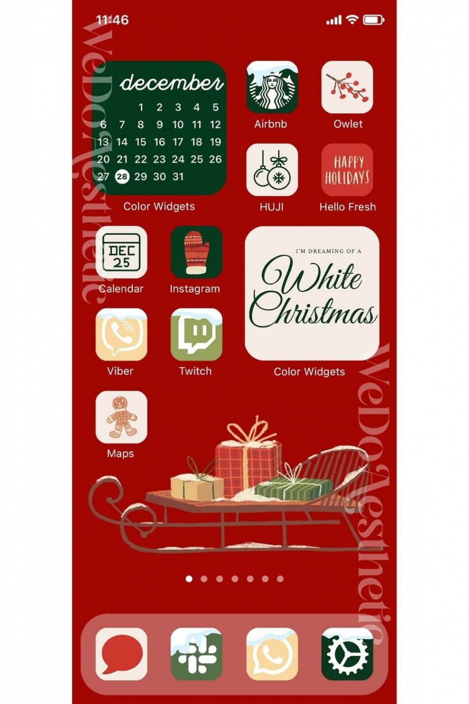 Vintage Christmas IOS Aesthetic - App icons & Wallpapers Bundle