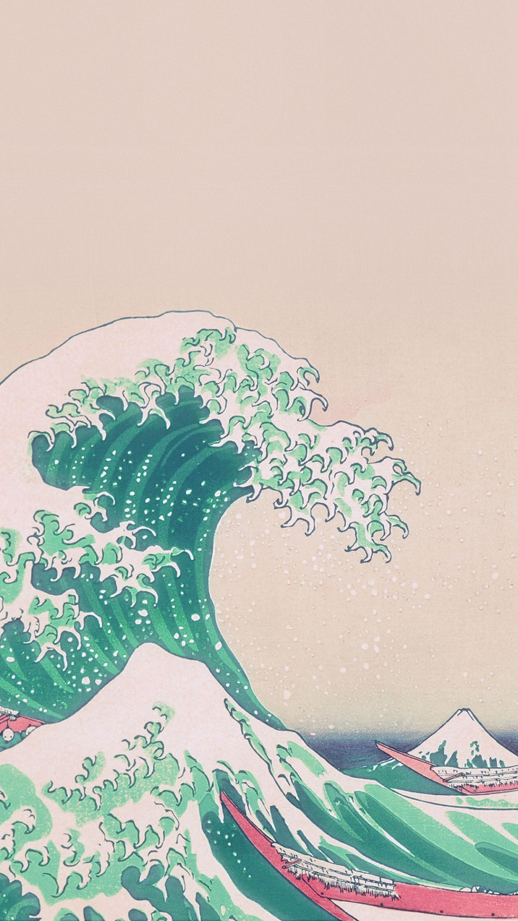 Wave Art Japanese Green Illust Classic iPhone  Wallpaper Download