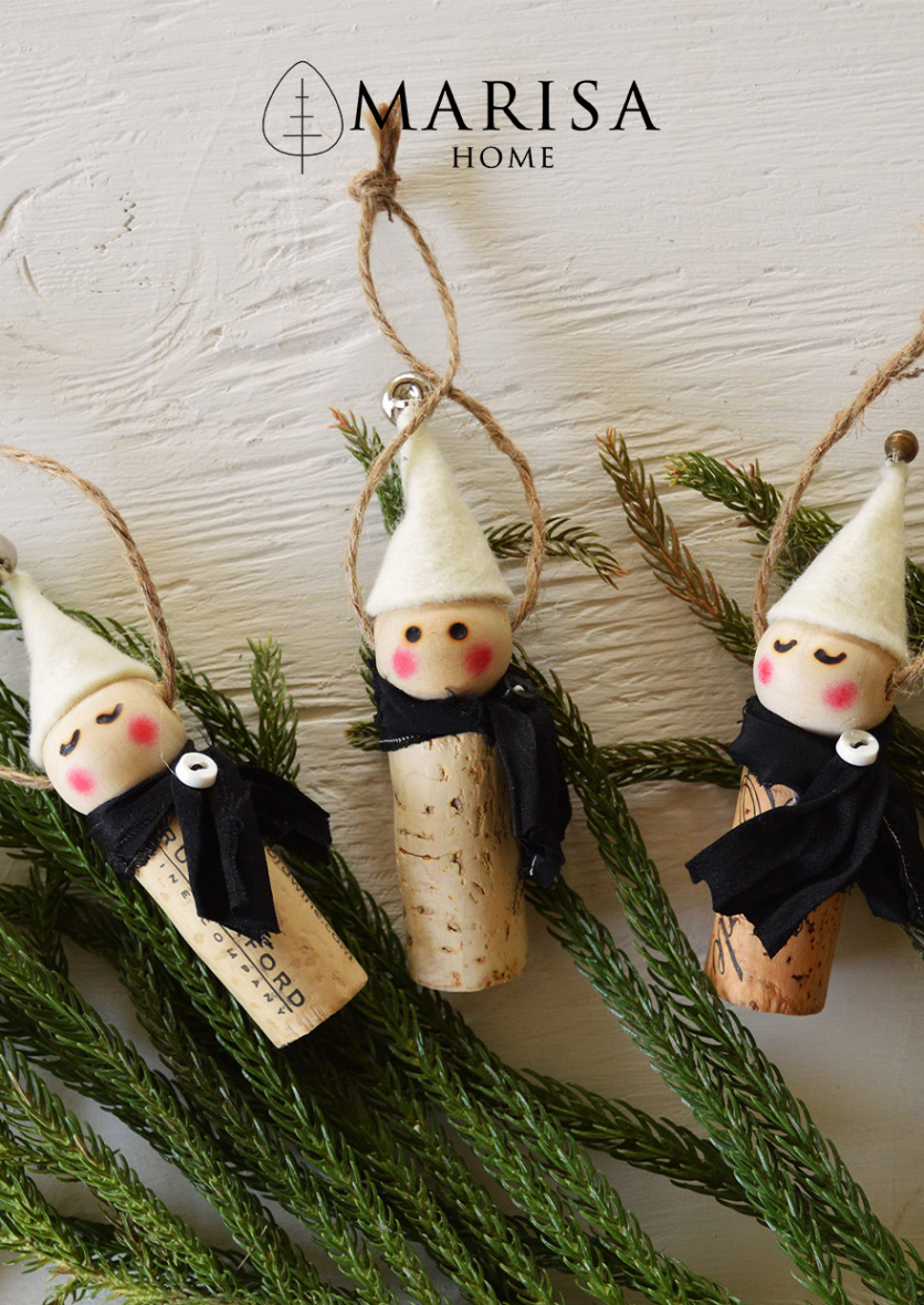 Wine Cork Elf Ornaments - Marisa Home  Crafts