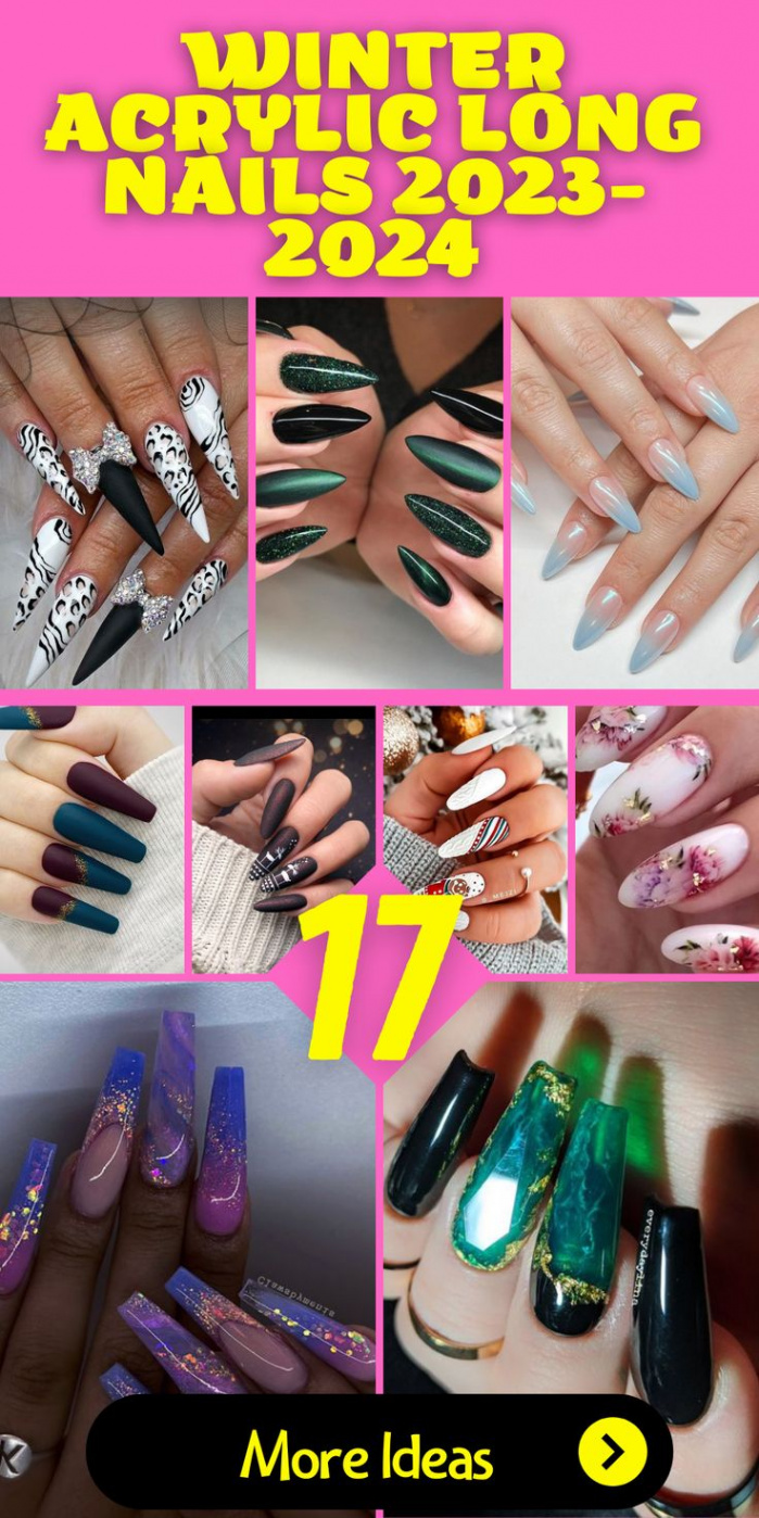 Winter Acrylic Long Nails -:  Inspiring Ideas