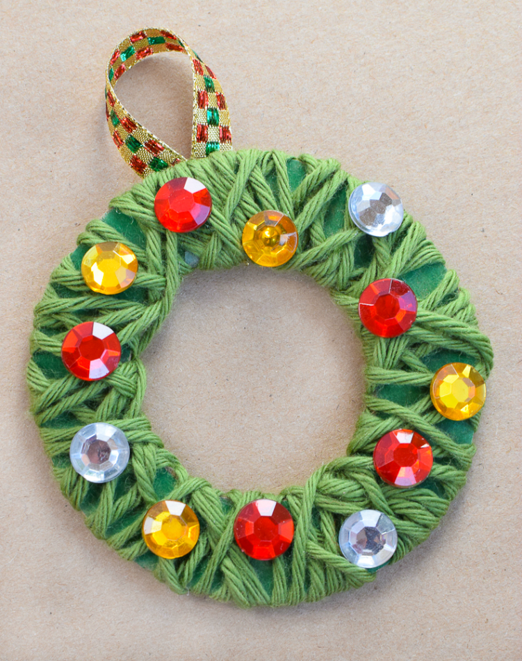 Yarn Wrapped Christmas Wreath Ornaments  What Can We Do With