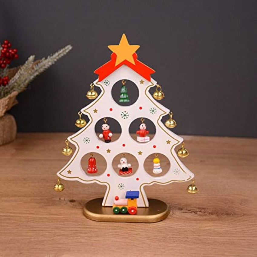 ZHONgRT DIY Wooden Christmas Tree, Xmas Unfinished Wood Slices Cutouts  Pendant with Holes Desktop Decoration for Kids Crafts Holiday Hanging