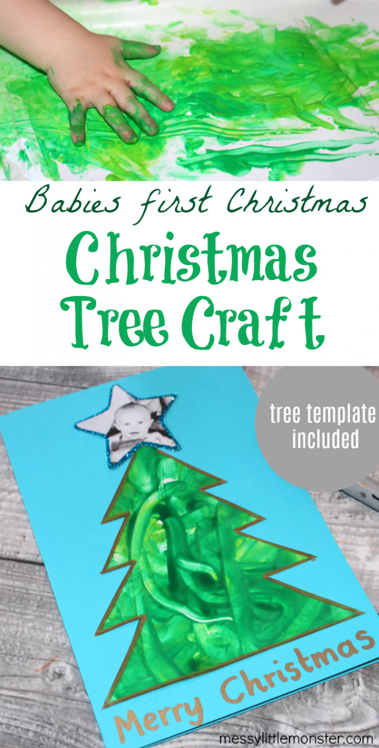 Adorable Christmas Tree Craft for Babies First Christmas - Messy