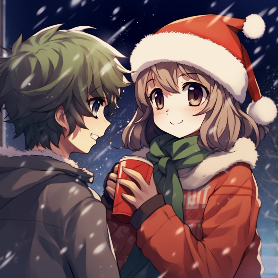 Anime Christmas Pfp Boy Girl Interaction - Anime Christmas Pfp