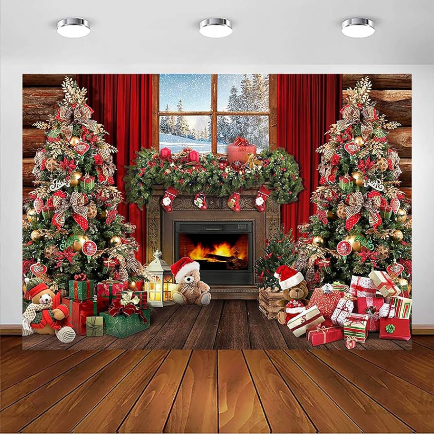 Avezano Winter Christmas Photography Background Rustic Wooden