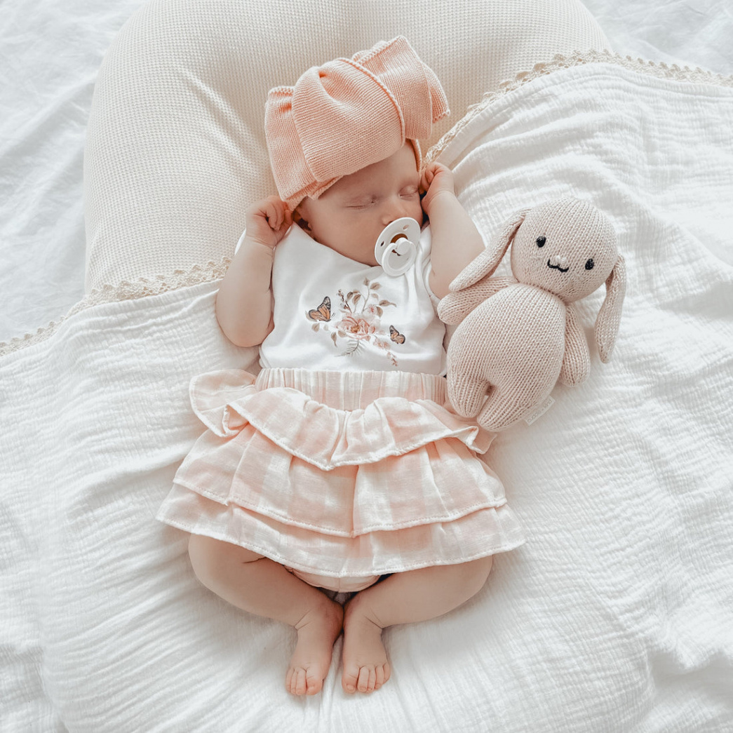 Baby Girls Cute Pink Gingham Muslin Ruffle Bloomers – Aster & Oak