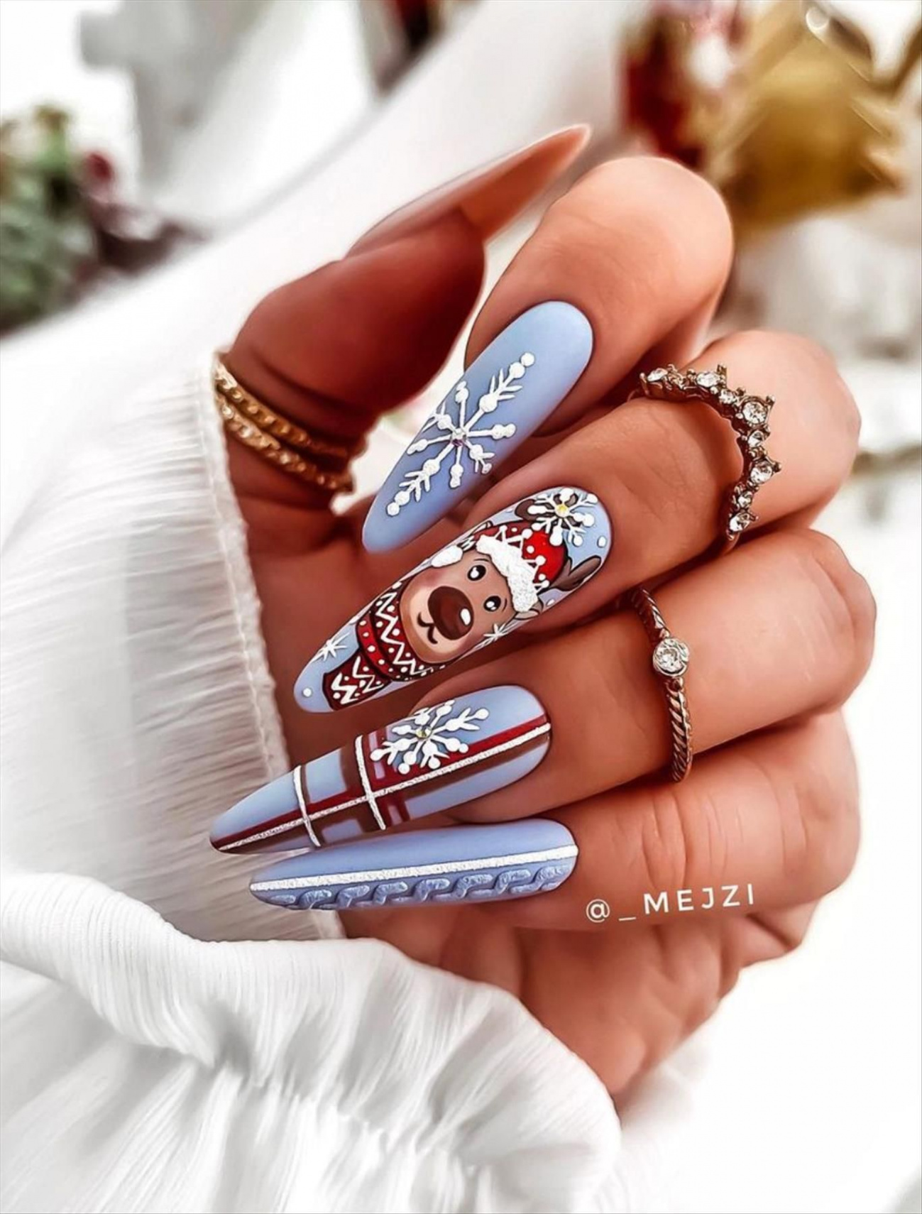 Best Short Christmas nails design  with almond nail shapes
