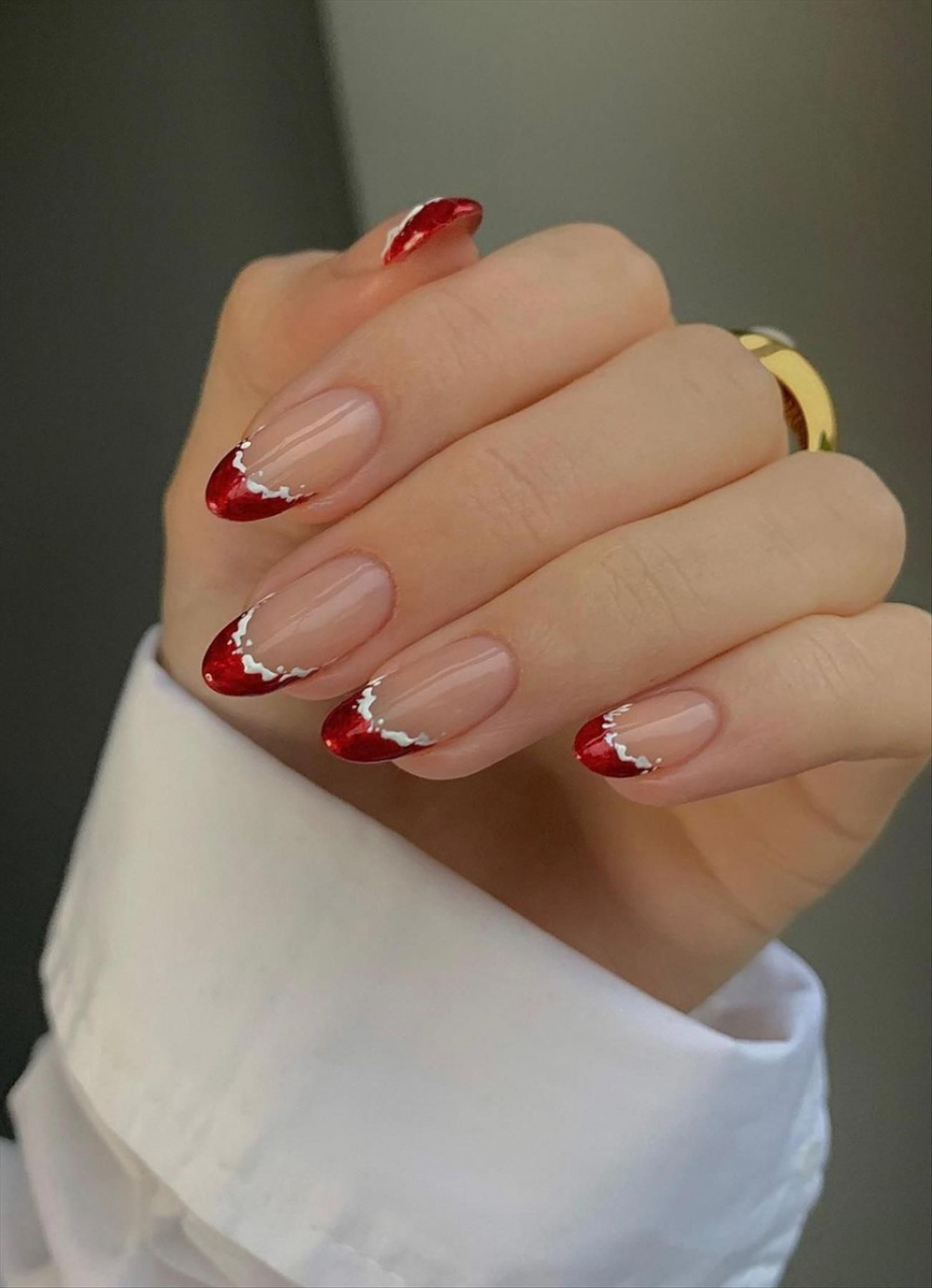 Best Short Christmas nails design  with almond nail shapes