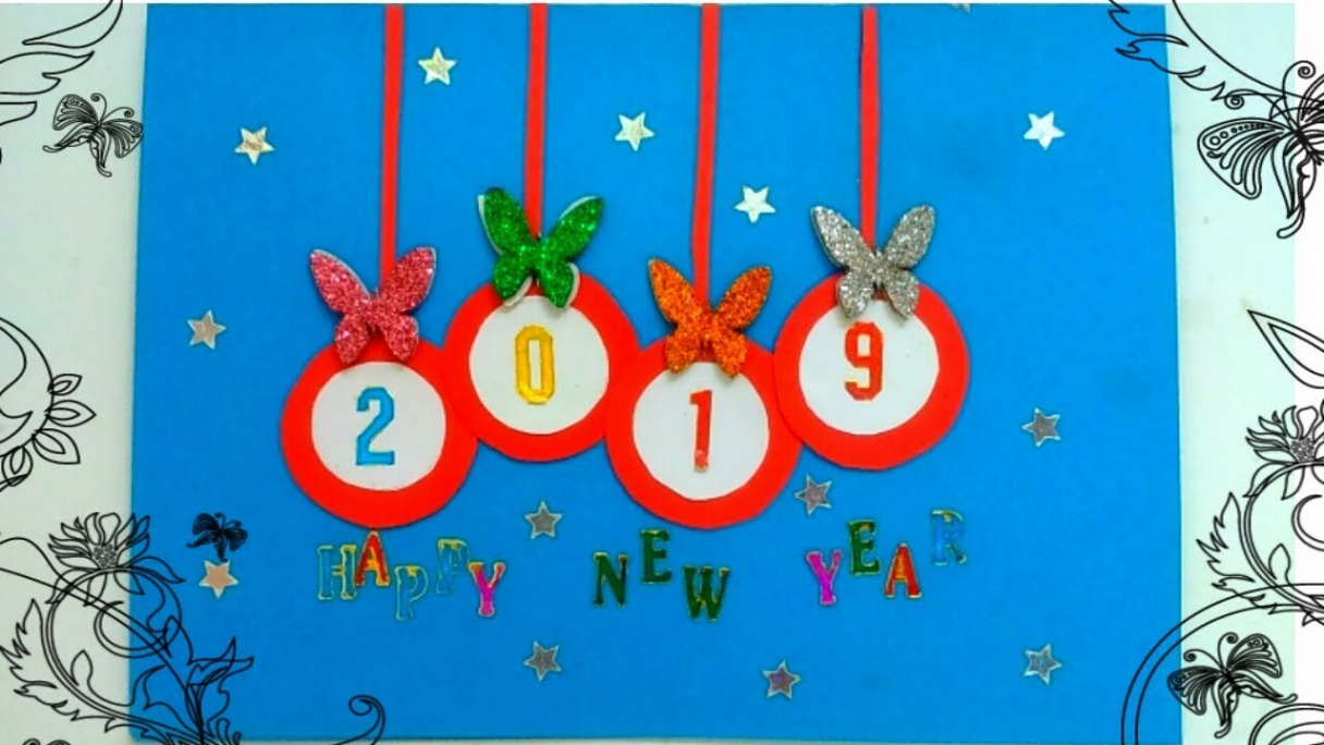 CardHappy new year card for kidsHow to make happy new year greeting  cardLast minute cardDIY