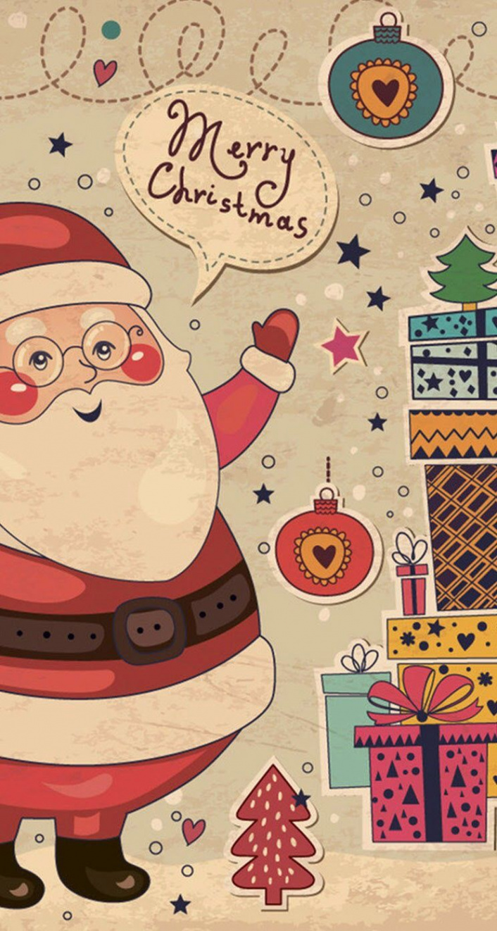 christmas card design santa  Wallpaper iphone christmas, Vintage