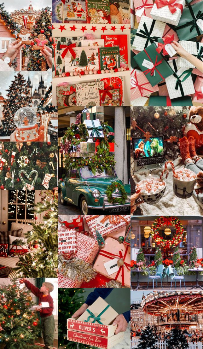 + Christmas Collage Aesthetic Ideas : Green and Red  Christmas