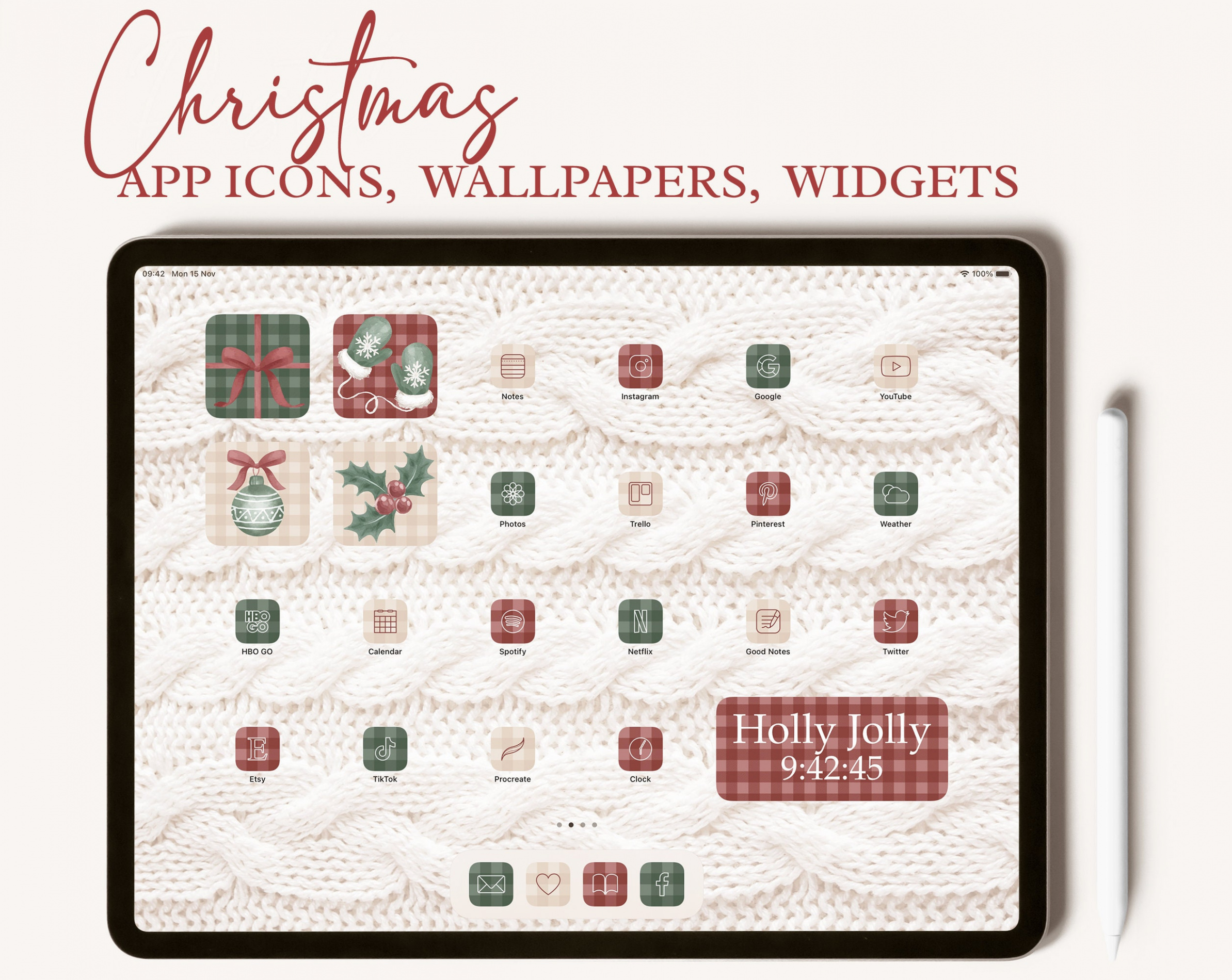 Christmas iPad Desktop Icons, iPad App Icons, iPad Wallpapers and