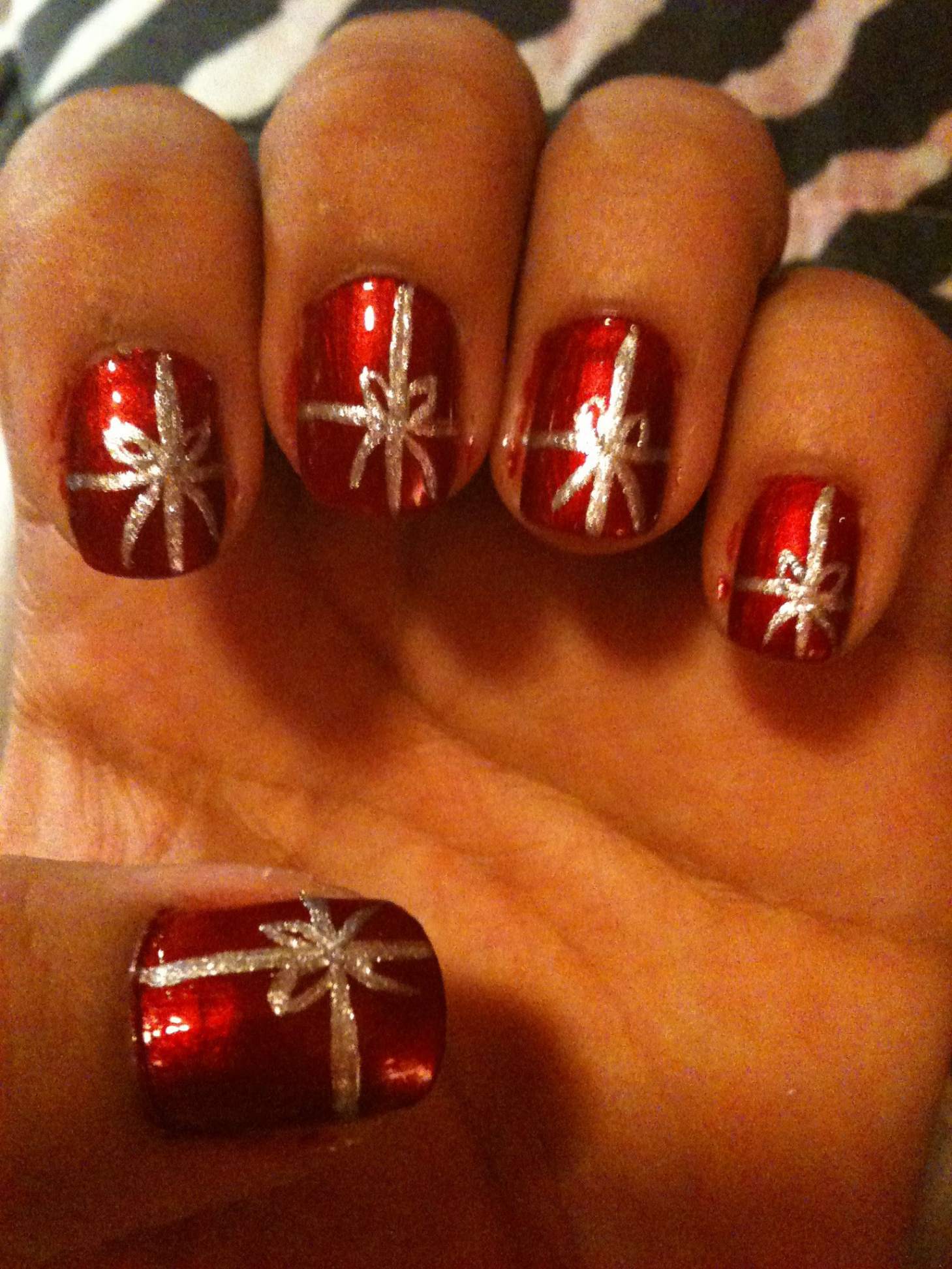 Christmas Present Nail Design!  Christmas present nails