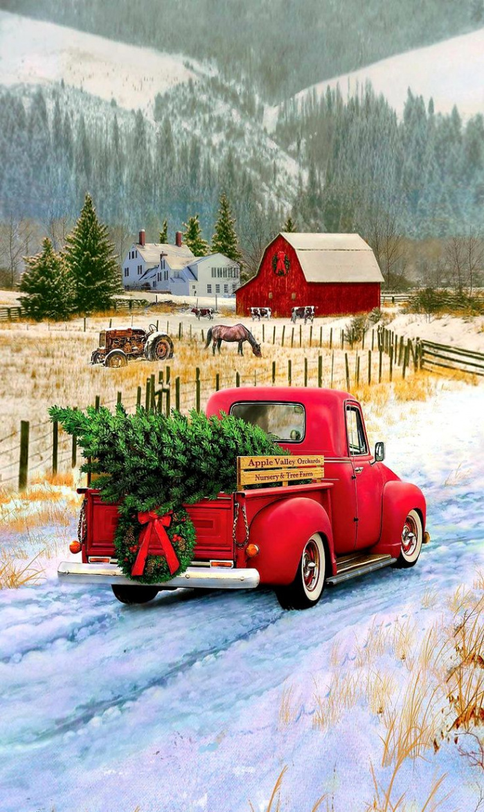 Christmas Theme Wallpaper  Christmas farm, Christmas truck