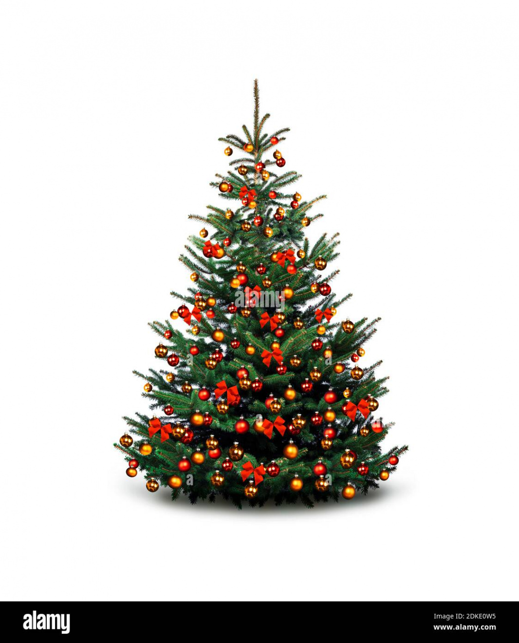 Colorfully decorated Christmas tree against a white background