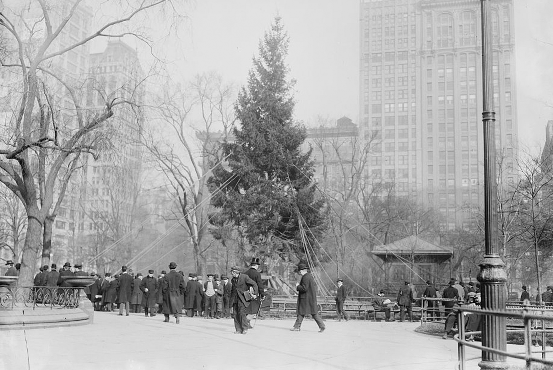 Compare vintage and current scenes of NYC during the holidays