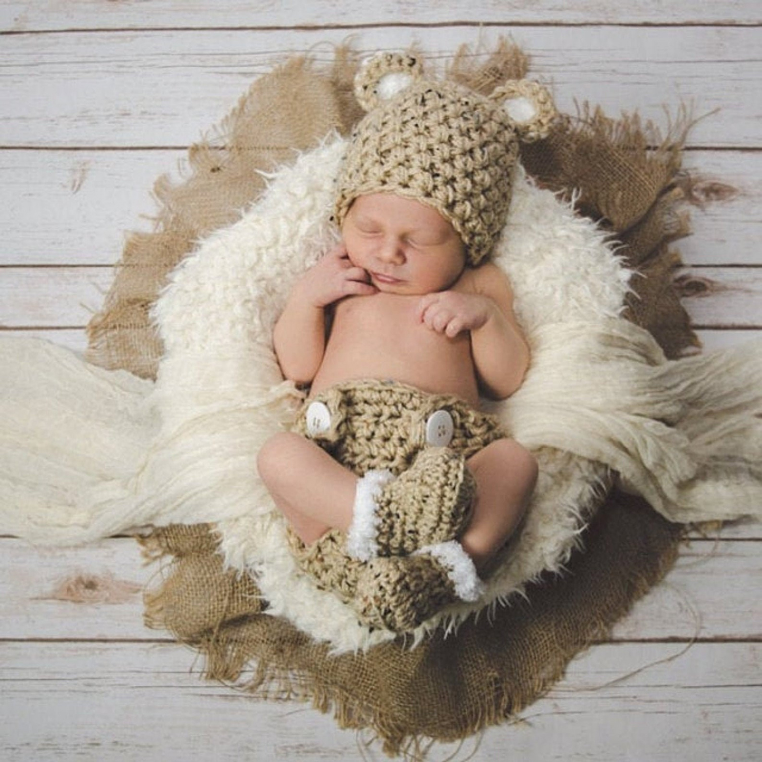 Crochet Newborn Baby Bear Outfit Set Baby Bear Hat Bear Outfit for