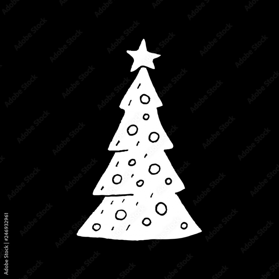 Cute cartoon hand drawn christmas tree icon