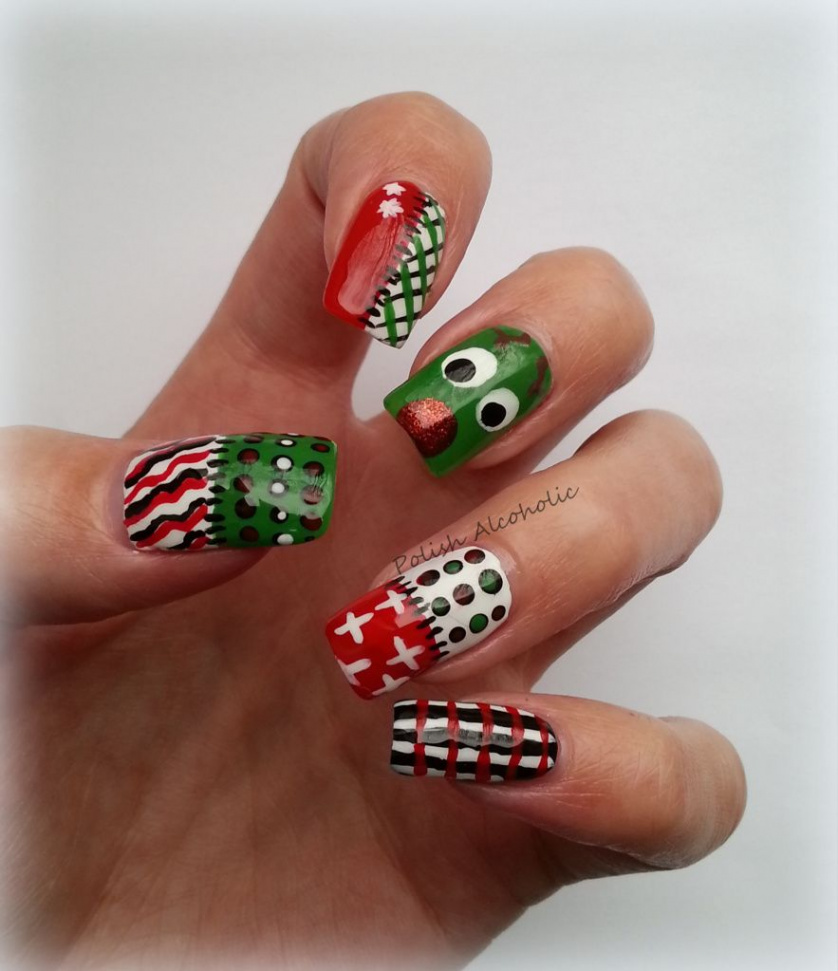 DAY  Advent Calender Nail Challenge: Ugly sweater  Christmas