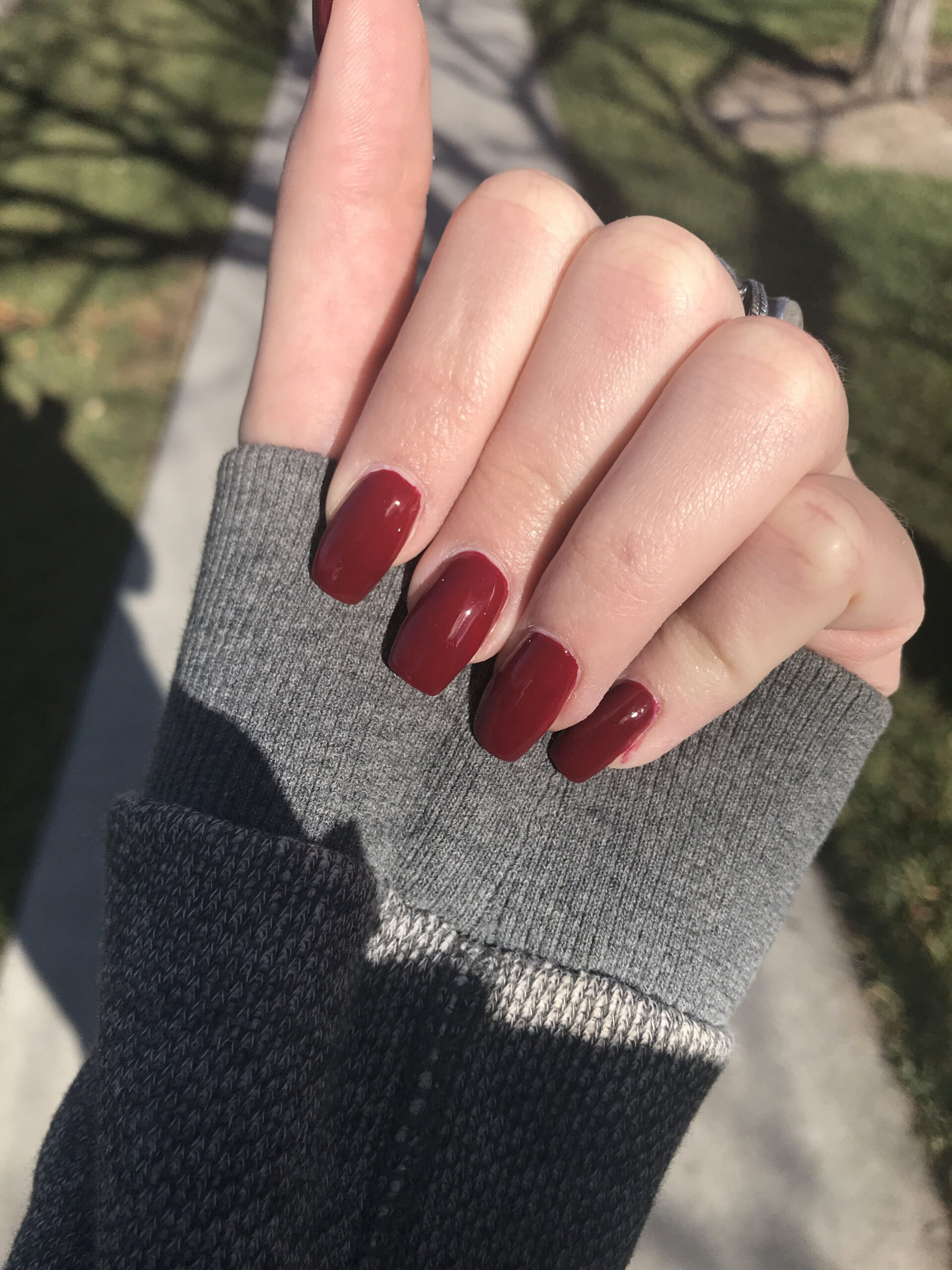 Deep Red squoval acrylic nails  Christmas nails acrylic