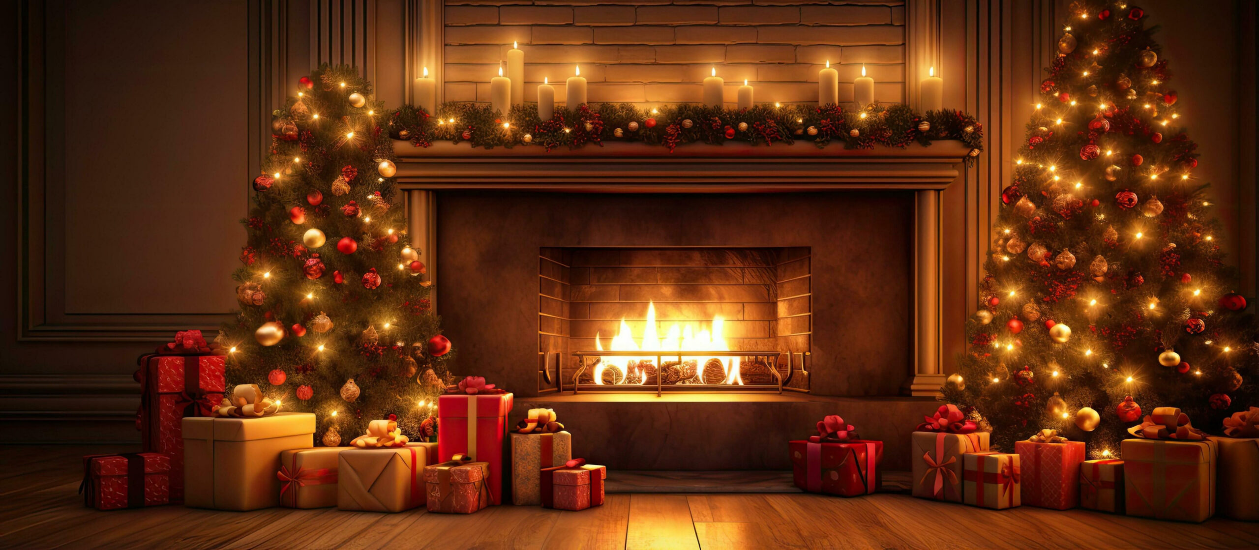 Digital illustration of Merry Christmas background showcasing gift