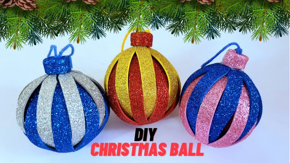 diy christmas ball  how to make christmas ball at home easy  foamiran  craft for christmas