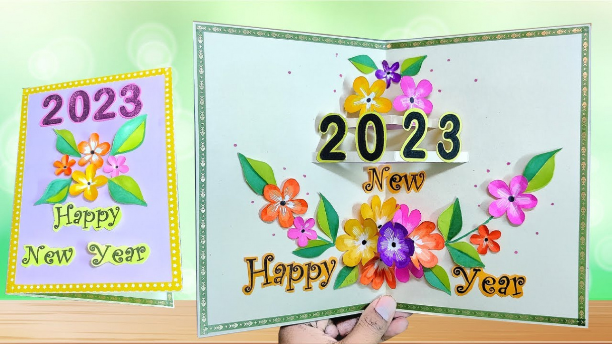 DIY D Happy New year card 202 / How to make new year greeting card / DIY  New year card making easy
